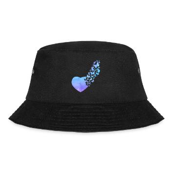Butterfly Heart Cute Watercolor - Bucket Hat - black - Front - Lela (165cm)
