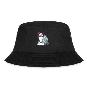 Weißes Pferd mit Bandana Pferde - Bucket Hat - Schwarz - Vorne - Lela (165cm)