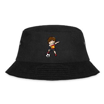 Tupfende Junge Fußballspieler Spanische Flagge - Bucket Hat - Schwarz - Vorne - Lela (165cm)