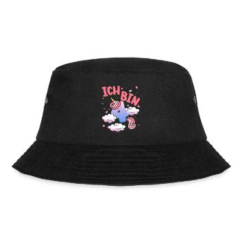Ich Bin 4 Jahre Alt | Einhorn-thema | 4. - Bucket Hat - Schwarz - Vorne - Lela (165cm)