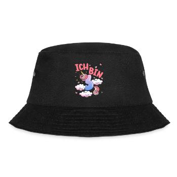 Ich Bin 3 Jahre Alt | Einhorn Thema | 3. - Bucket Hat - Schwarz - Vorne - Lela (165cm)