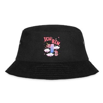 Ich Bin 7 Jahre Alt | Einhorn-thema | 7. - Bucket Hat - Schwarz - Vorne - Lela (165cm)