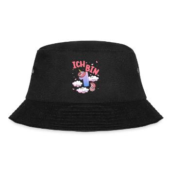 Ich Bin 1 Jahre Alt | Einhorn-thema | 1. - Bucket Hat - Schwarz - Vorne - Lela (165cm)