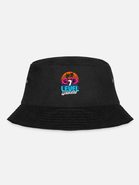Level 7 Unlocked 7. Geburtstag Gamer 80er retro - Bucket Hat - Schwarz