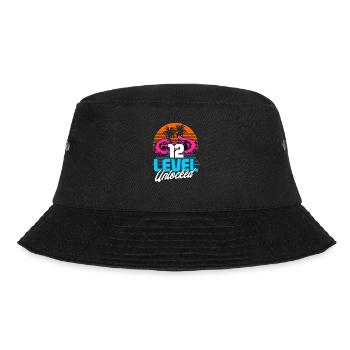 Level 12 Unlocked 12th Birthday Gamer 80s retro - Bucket Hat - black - Front - Lela (165cm)