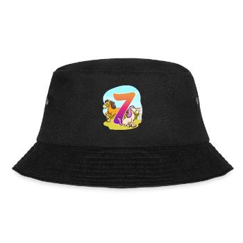 7th Birthday Riding Horse Theme Seven Party - Bucket Hat - black - Front - Lela (165cm)