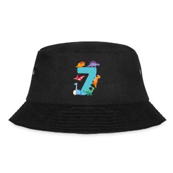 7th birthday | Dinosaur Birthday Shirt | - Bucket Hat - black - Front - Lela (165cm)