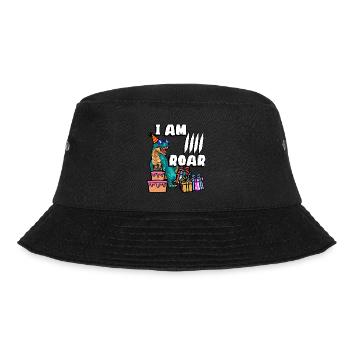 I Am 4 Roar | Dinosaurier Geburtstag Shirt | - Bucket Hat - Schwarz - Vorne - Lela (165cm)