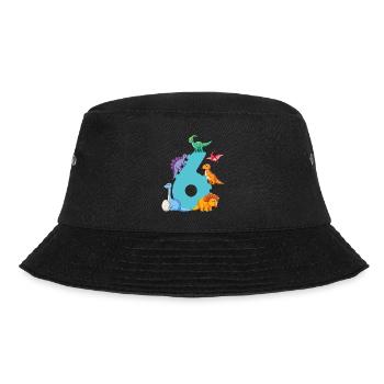 6th birthday | Dinosaur Birthday Shirt | - Bucket Hat - black - Front - Lela (165cm)