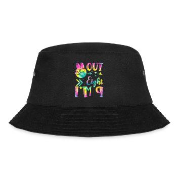 Peace Out Eight I'm 9 | Tie Dye Themed Geburtstag - Bucket Hat - Schwarz - Vorne - Lela (165cm)