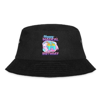 Alles Gute Zum 10. Geburtstag Einhorn Pony - Bucket Hat - Schwarz - Vorne - Lela (165cm)
