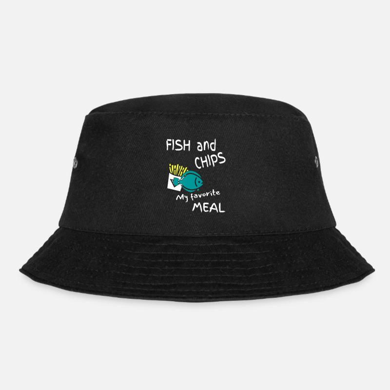Fish and Chips mein Lieblingsessen - Bucket Hat - Schwarz