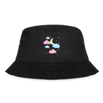 Cute Pastel Goth Moon Clouds Kawaii - Bucket Hat - black - Front - Lela (165cm)