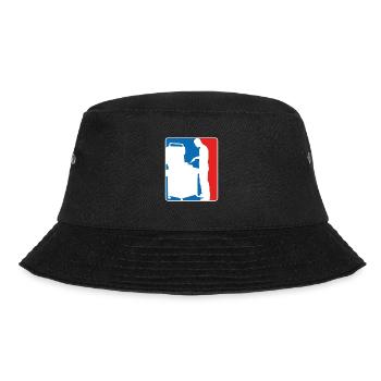 BBQ Grillen Logo Silhouette Blau Rot Barbecue - Bucket Hat - Schwarz - Vorne - Lela (165cm)