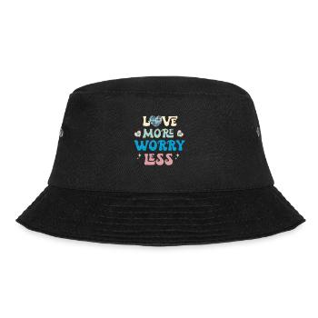 Love More Worry Less Retro Valentines - Bucket Hat - black - Front - Lela (165cm)