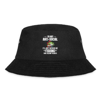 I'm not antisocial, I'd just rather fish - Bucket Hat - black - Front - Lela (165cm)