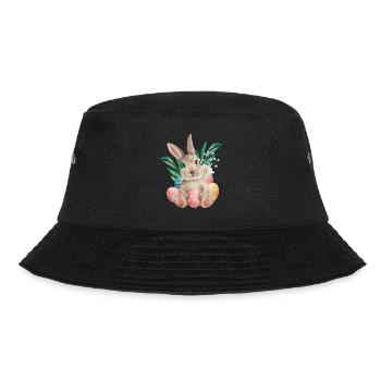 Aquarell-osterhase Und -eier - Bucket Hat - Schwarz - Vorne - Lela (165cm)
