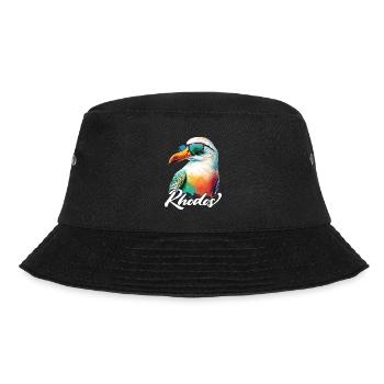 Rhodos Urlaub coole bunte Möwe mit Sonnenbrille - Bucket Hat - Schwarz - Vorne - Lela (165cm)