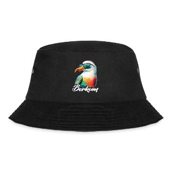 Borkum Urlaub coole bunte Möwe mit Sonnenbrille - Bucket Hat - Schwarz - Vorne - Lela (165cm)