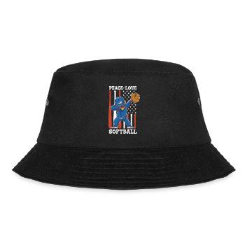 Mädchen Frieden Liebe Softball - Bucket Hat - Schwarz - Vorne - Lela (165cm)