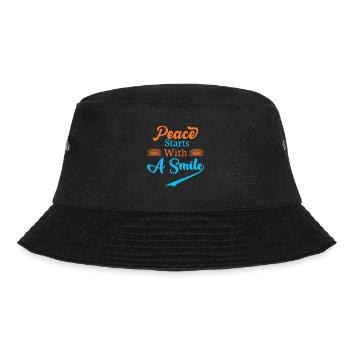 Peace begins with a smile - Statement - Bucket Hat - black - Front - Lela (165cm)