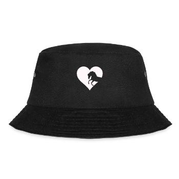 Herz für Pferdenarren, süßes Pferde und Reiter - Bucket Hat - Schwarz - Vorne - Lela (165cm)