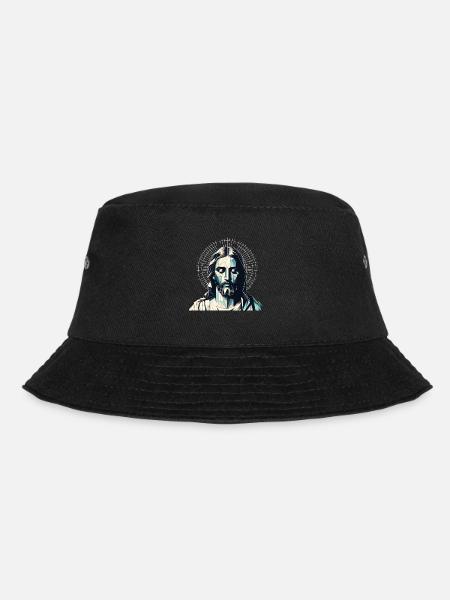 Jesus Vektor Polygon Christus Kopf Religion - Bucket Hat - Schwarz