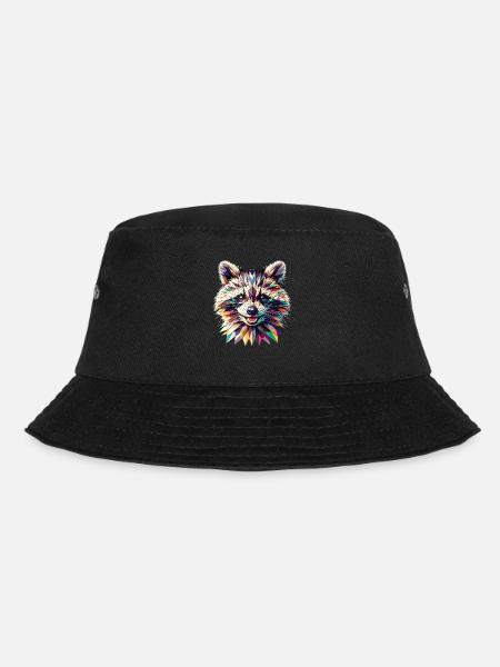 Polygon Waschbär Kunstwerk - Bucket Hat - Schwarz
