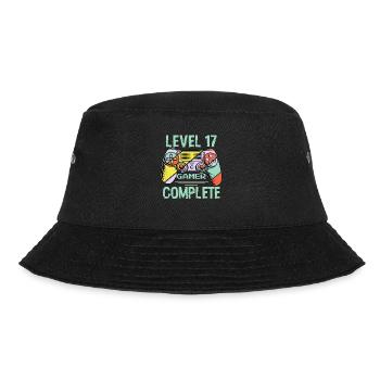 Level 17 Abschließen 17 Jahre Älterer Spieler Level 17 Abgeschlossen - Bucket Hat - Schwarz - Vorne - Lela (165cm)