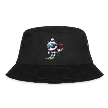 Cat Ski Skis Winter Vacation Winter Sports - Bucket Hat - black - Front - Lela (165cm)