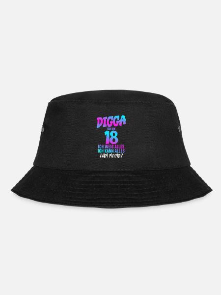 18. Geburtstag Digga ich bin 18 Ähm Mama? - Bucket Hat - Schwarz
