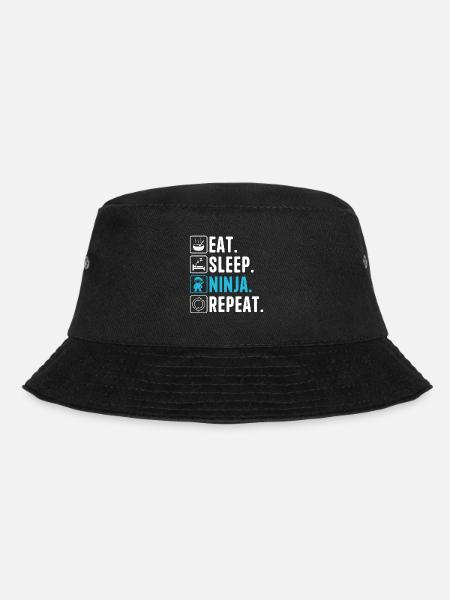 Eat Sleep Ninja Repeat Ninja Karate Boy Ninja - Bucket Hat - black