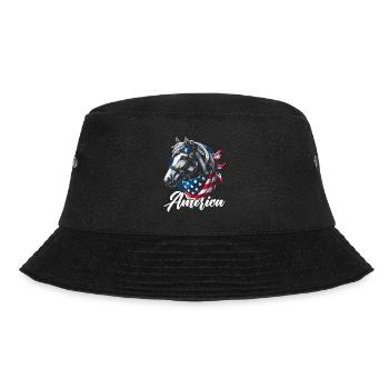 American Horse Lover Usa Flagge Amerika Vierte Von - Bucket Hat - Schwarz - Vorne - Lela (165cm)