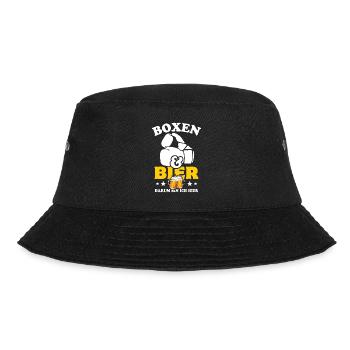 Boxen und Bier, darum bin ich hier - Spruch - Bucket Hat - Schwarz - Vorne - Lela (165cm)