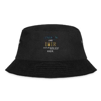 Angeln und Bier darum bin ich hier / Angelshirt - Bucket Hat - Schwarz - Vorne - Lela (165cm)
