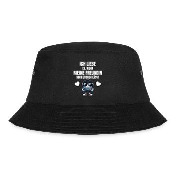 Lustiges Gaming Design Freundin mich zocken lässt - Bucket Hat - Schwarz - Vorne - Lela (165cm)