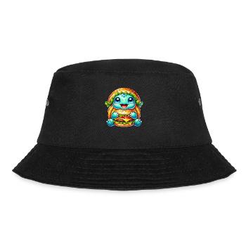Cute Turtle Hamburger Whimsical Hat - Bucket Hat - black - Front - Lela (165cm)