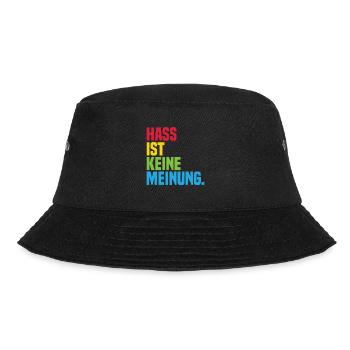 Hass ist keine Meinung Statement gegen rechts - Bucket Hat - Schwarz - Vorne - Lela (165cm)