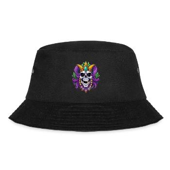 Mardi Gras - Karneval - Totenkopf - Geschenk - Bucket Hat - Schwarz - Vorne - Lela (165cm)