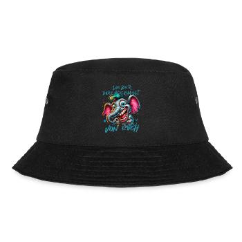 Lieber durchgeknallt als einer von euch – Elefant - Bucket Hat - Schwarz - Vorne - Lela (165cm)