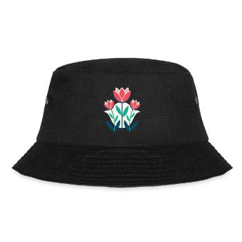 Blumen - Frühling - Sommer - Blüten - Bucket Hat - Schwarz - Vorne - Lela (165cm)