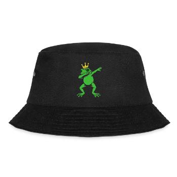Dabbing Frog with Crown - Dab Dance - Gift - Bucket Hat - black - Front - Lela (165cm)