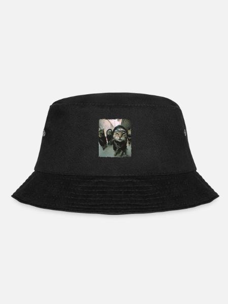 Gangster Katzen Streetwear Cooles Katzenmotiv - Bucket Hat - Schwarz