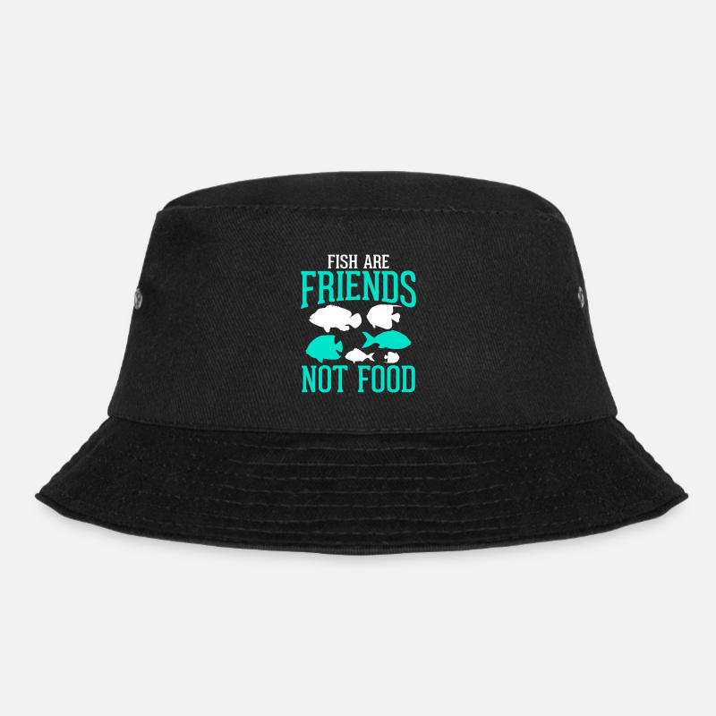 Fische Sind Freunde Kein Essen - Vegan - Bucket Hat - Schwarz