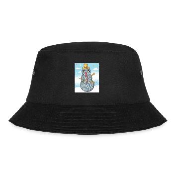 Garn Schneemann Nähen Stricken Häkeln - Bucket Hat - Schwarz - Vorne - Lela (165cm)