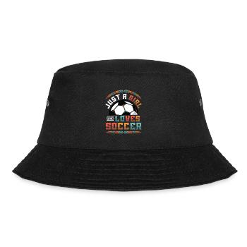 Just A Girl Who Loves Soccer, Frauenfußball - Bucket Hat - Schwarz - Vorne - Lela (165cm)