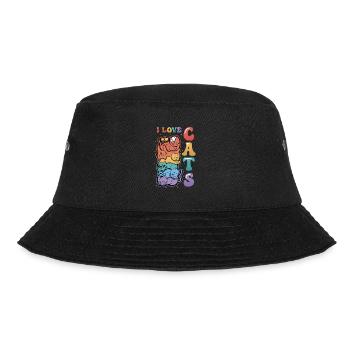 Ich Liebe Katzen - Bucket Hat - Schwarz - Vorne - Lela (165cm)