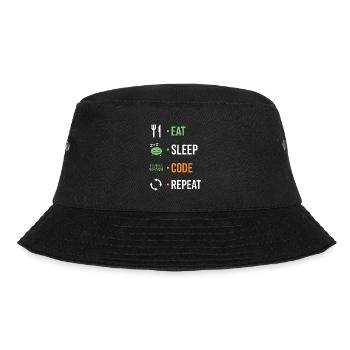 Essen, schlafen, codieren, wiederholen. - Bucket Hat - Schwarz - Vorne - Lela (165cm)
