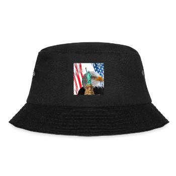 USA, Freiheitsstatue und Adler. - Bucket Hat - Schwarz - Vorne - Lela (165cm)