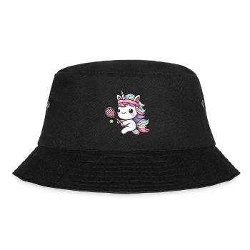 Cute Unicorn as Tennis Tennis Player - Lust - Bucket Hat - black - Front - Lela (165cm)